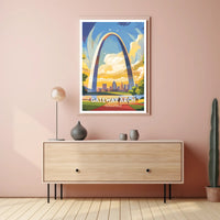 Gateway Arch Travel Poster Vintage Style Print