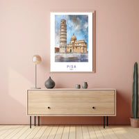 Leaning Tower of Pisa Watercolor Travel Poster PosterGoat
