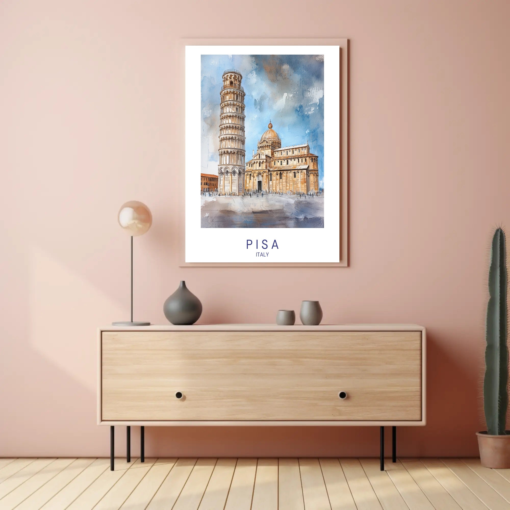 Leaning Tower of Pisa Watercolor Travel Poster PosterGoat