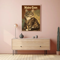 Maine Coon Cat Studio Portrait Realistic Photography Poster