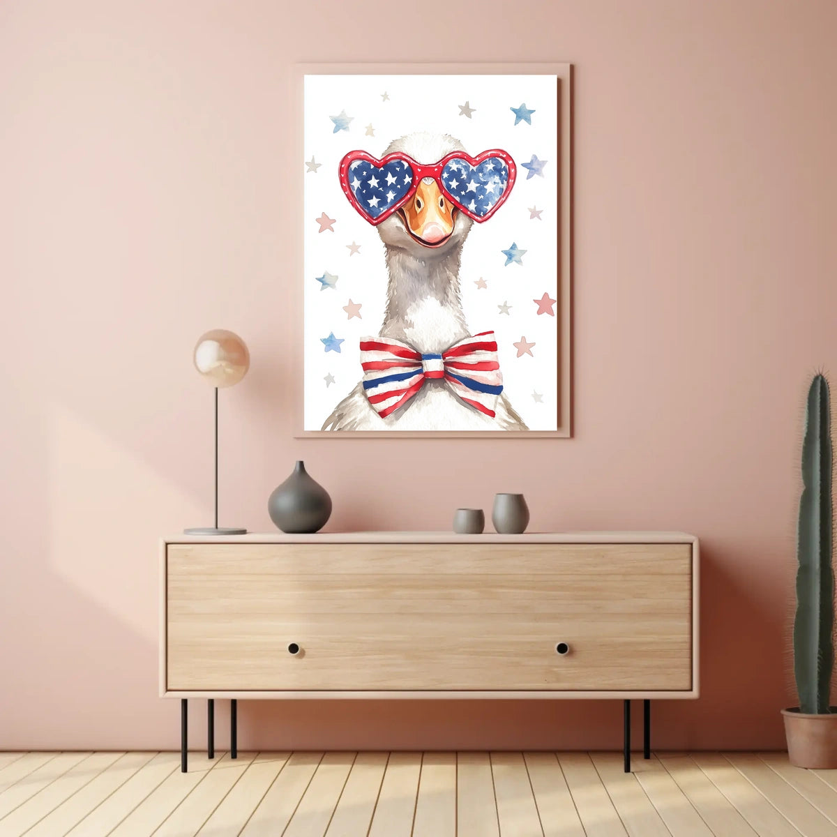 Goose With American Flag Sunglasses Illustration Poster