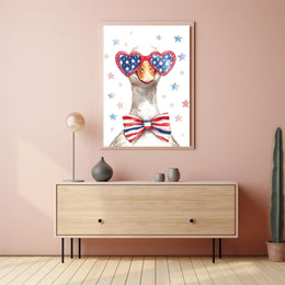 Goose With American Flag Sunglasses Illustration Poster