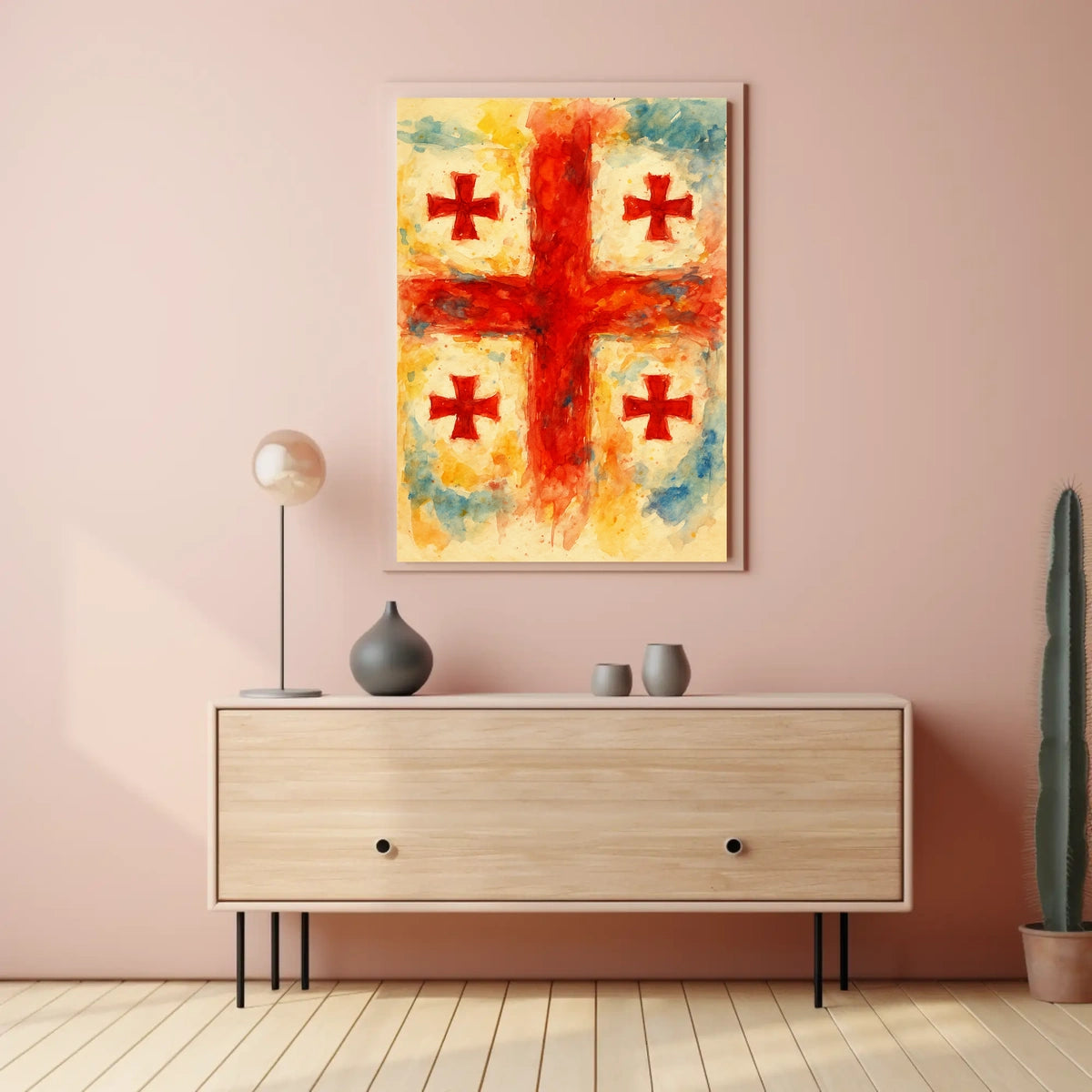 Vibrant Crosses Abstract Watercolor Poster