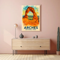 Arches National Park Watercolor Adventure Poster Art