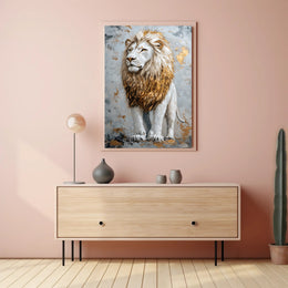 Majestic Lion in Gold and Earthy Tones Animal Poster
