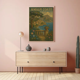 Amalfi Coast Poster Wall Art 18x24 Inches Ocean View