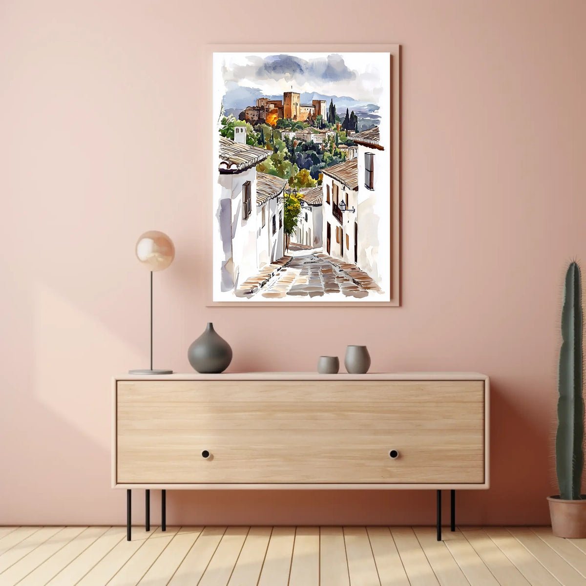Granada Spain Alhambra View From A Historic Street Poster