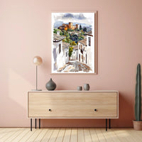 Granada Spain Alhambra View From A Historic Street Poster