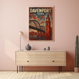 Davenport Iowa Nostalgic Travel Vintage Poster