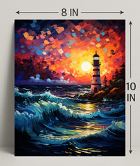 Lighthouse At Sunset Poster