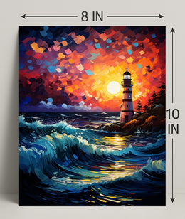 Lighthouse At Sunset Poster