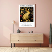 Vintage Rabbit with Floral Pattern Artistic Poster