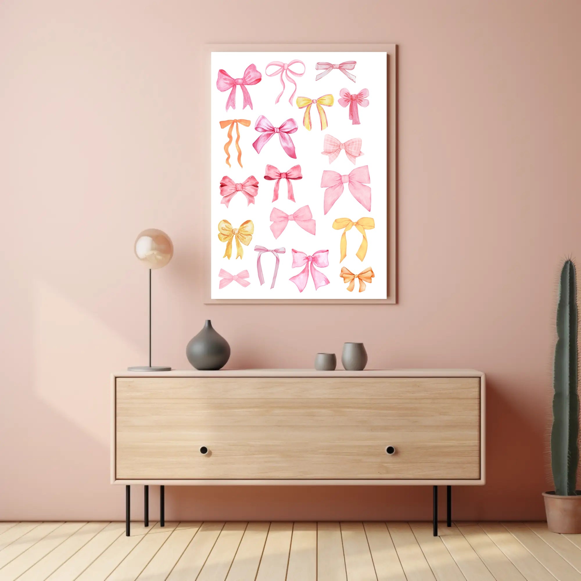 Whimsical Watercolor Bows Art Print - Artistic Poster PosterGoat
