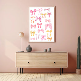 Whimsical Watercolor Bows Art Print - Artistic Poster PosterGoat