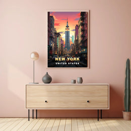 Empire State Building Sunset Poster Modern Wall Art