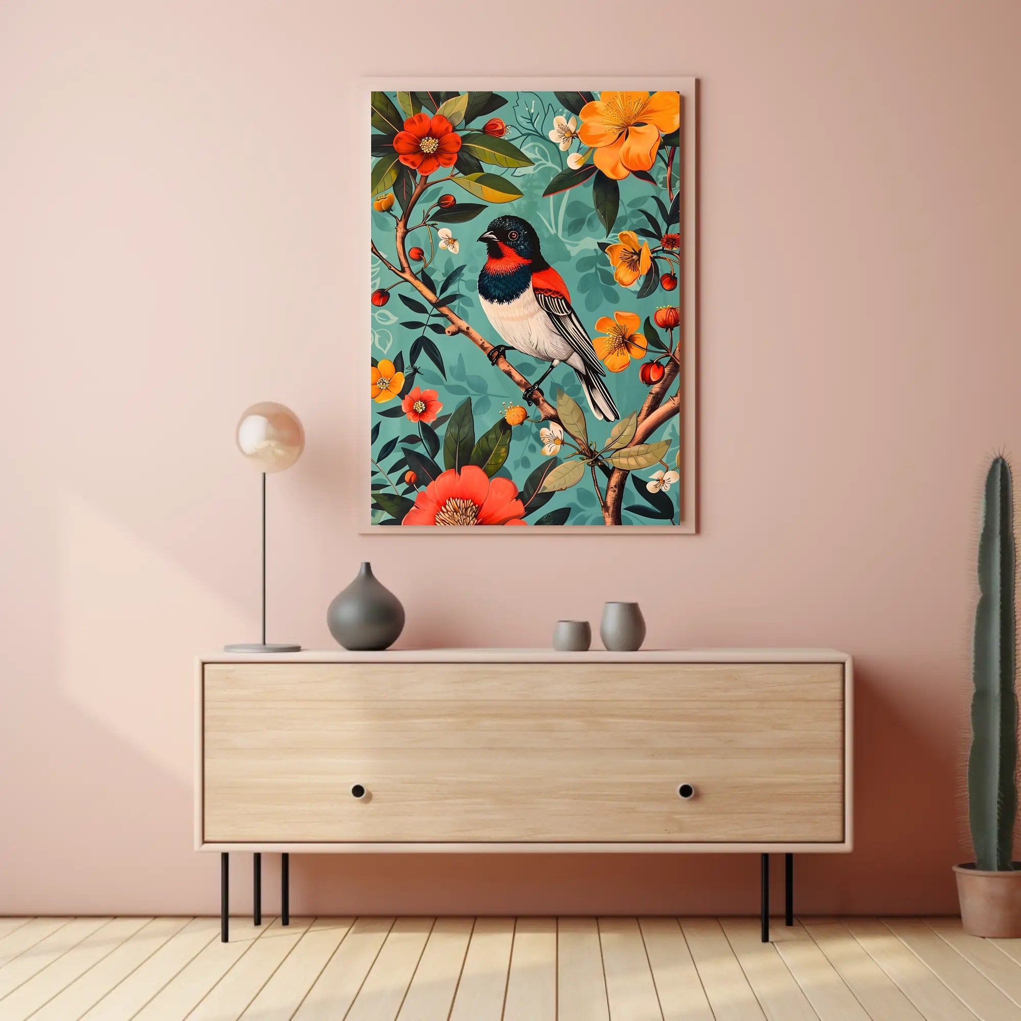 Vibrant Nature Wall Art Print with Flowers