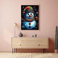 Whimsical Snowman Christmas Wonderland Artistic Poster