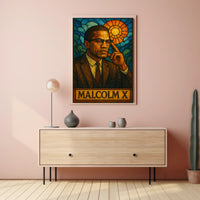 Malcolm X Stained Glass Tribute Poster