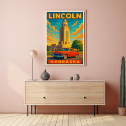Lincoln Nebraska Cityscape Scenic Wanderlust Poster