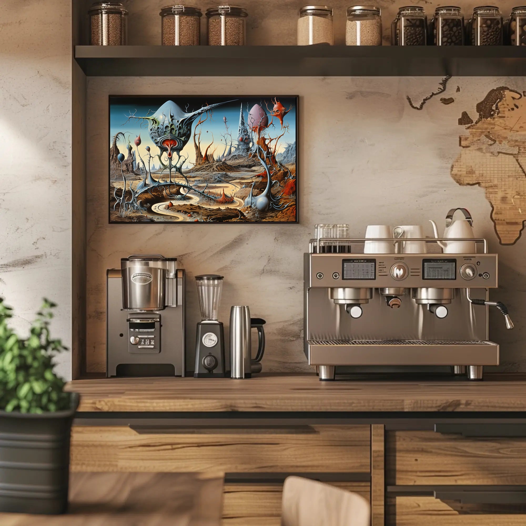 Surreal Alien Landscape with Futuristic Sci-Fi Poster
