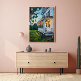 Vintage Rustic White Wooden House Wall Art Decor Poster