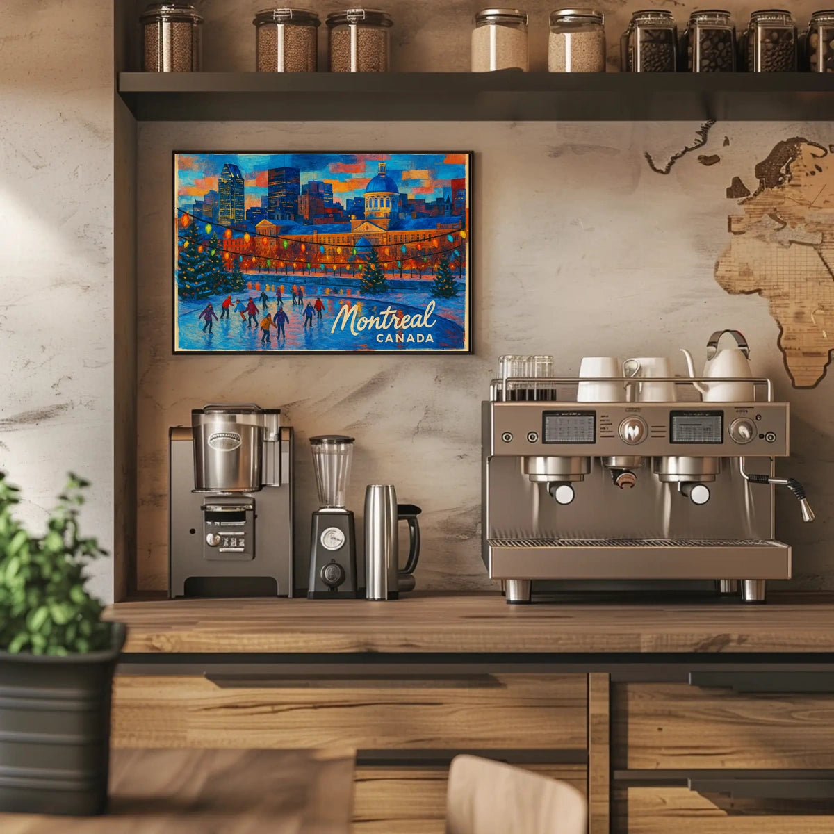 Montreal Cityscape Winter Travel Photography Realism Impressionism Canadian Snowy Urban Landscape Poster