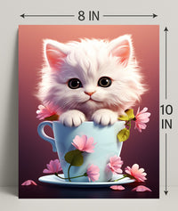 Kitten In A Teacup Poster PosterGoat