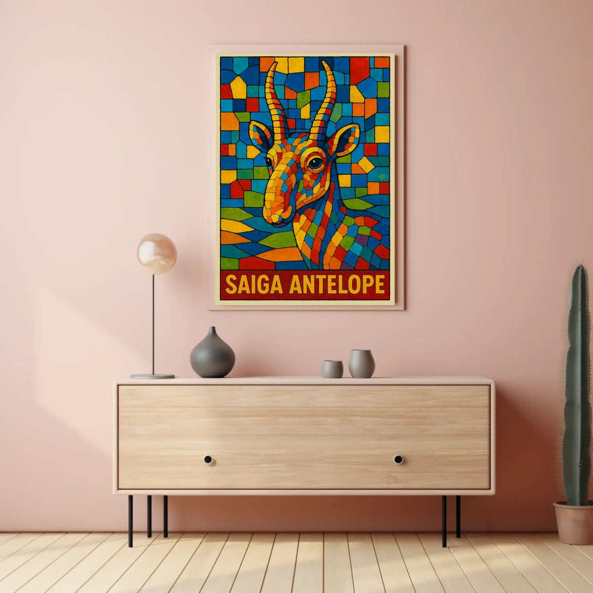 Saiga Antelope Mosaic Art Poster