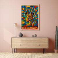 Saiga Antelope Mosaic Art Poster