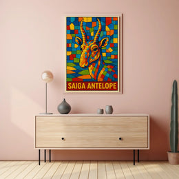 Saiga Antelope Mosaic Art Poster