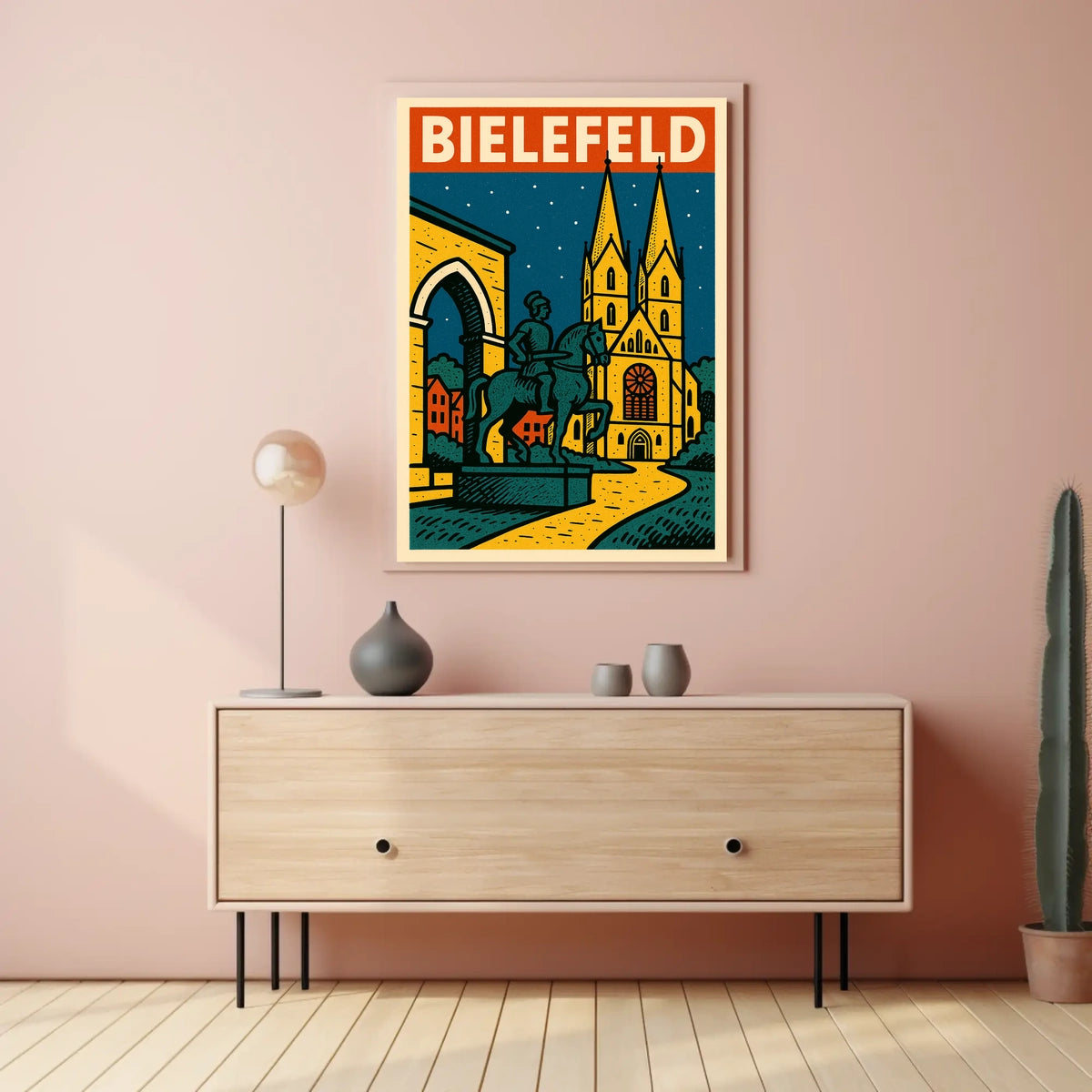 Bielefeld A Nighttime Cityscape Poster