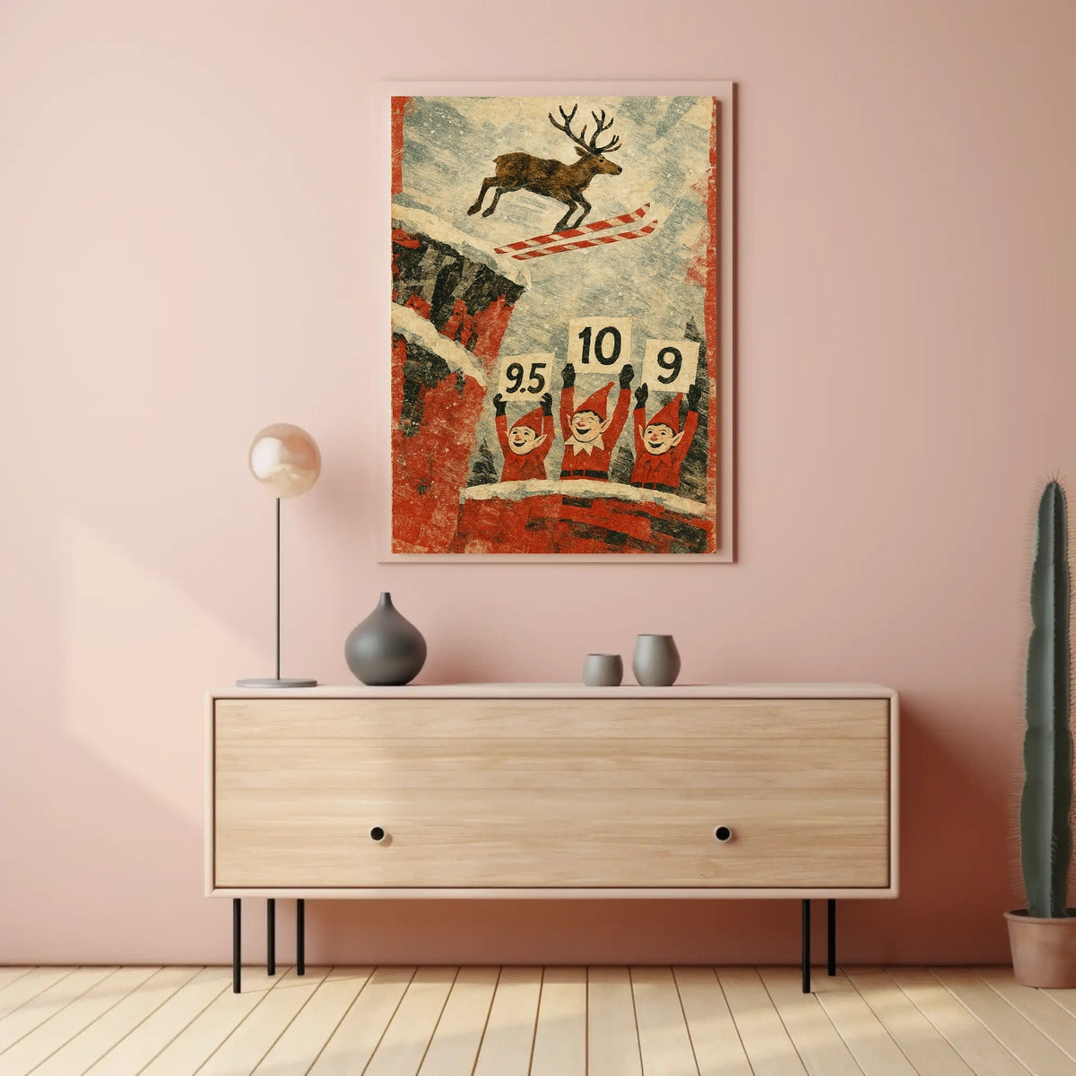 Reindeer Ski Jump Poster