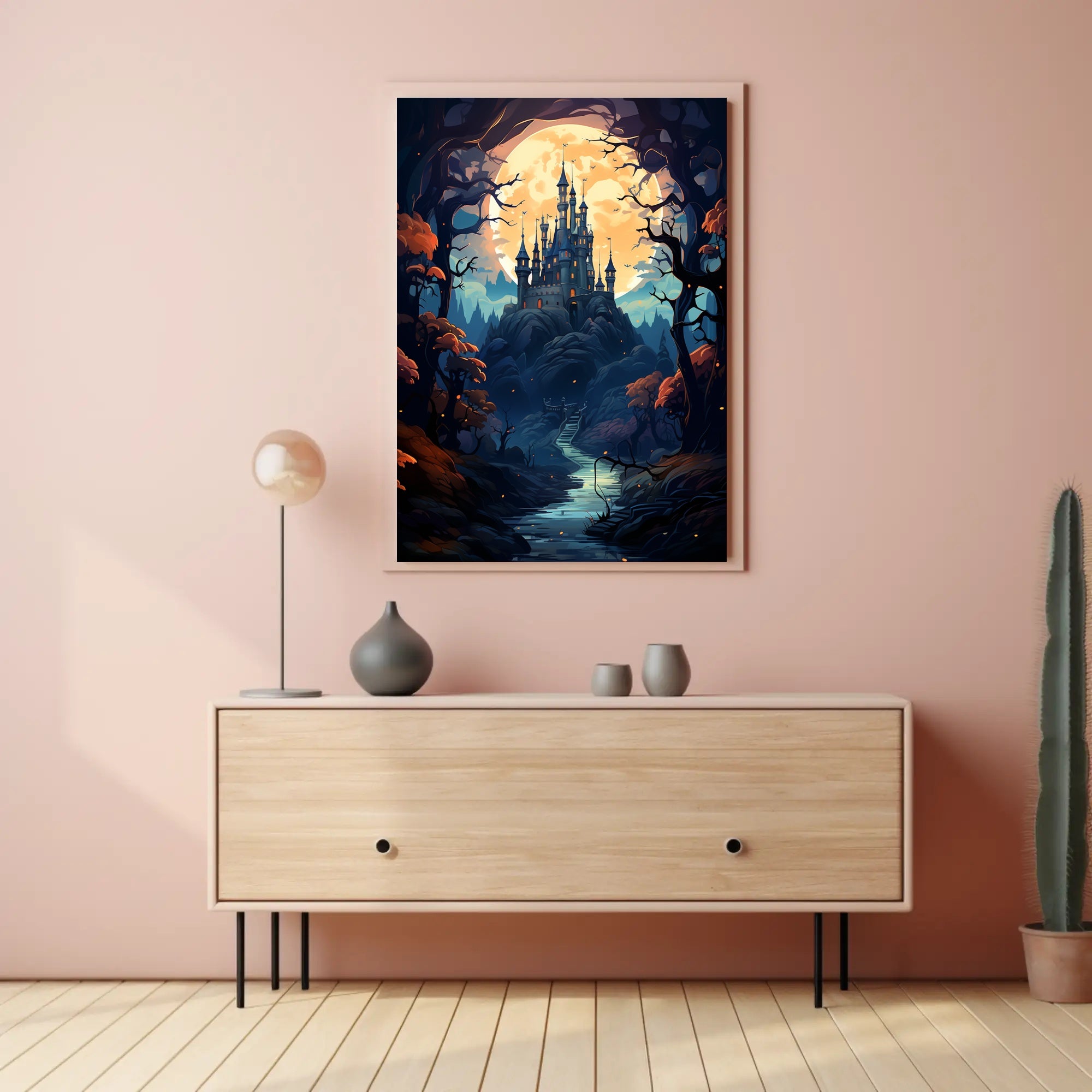Enchanted Castle Under The Moon Poster