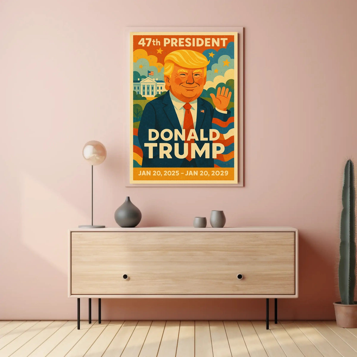 Trump Kaleidoscope Stars Journey Patriotic Retro 80s Poster