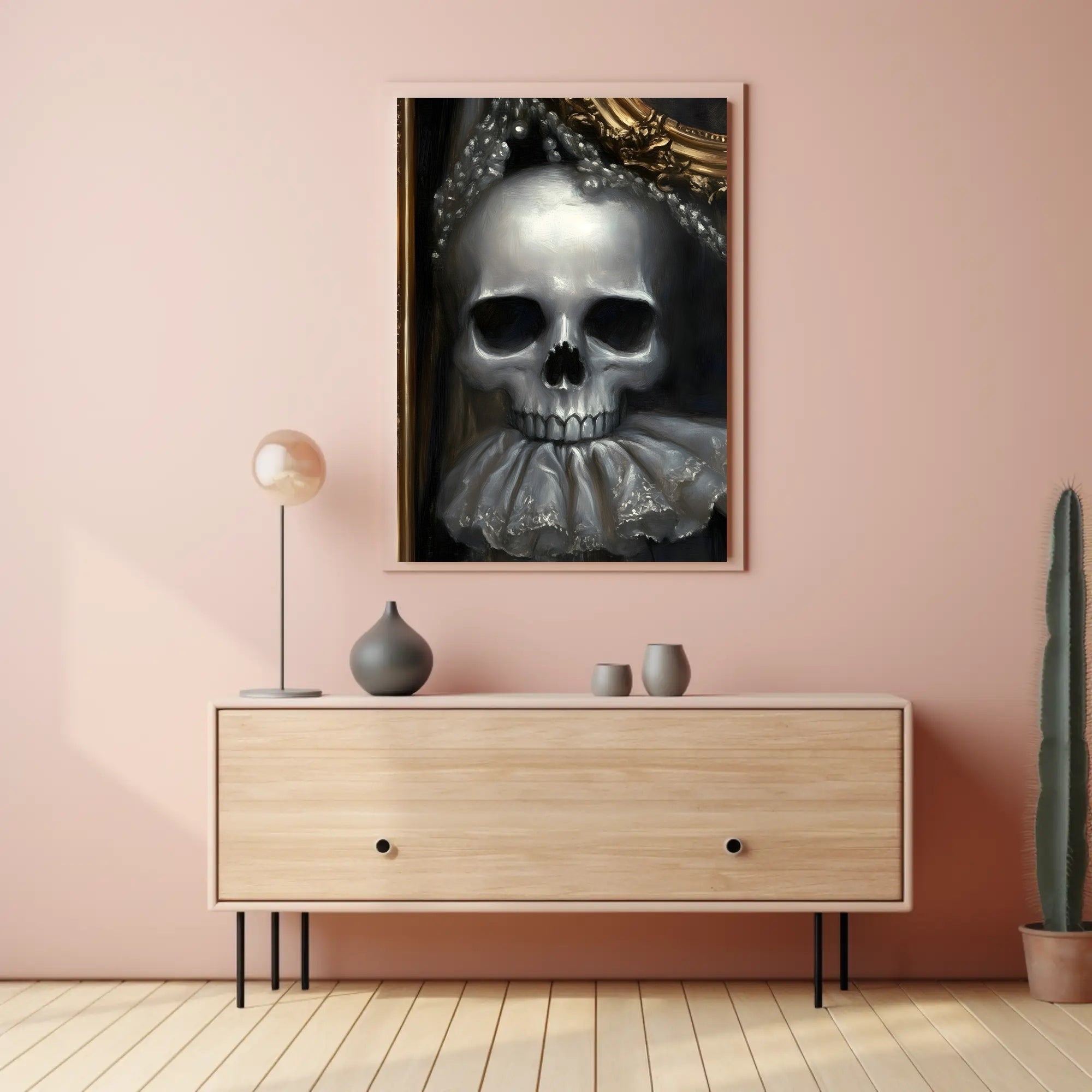 Eerie Skull with Ornate Collar: Abstract or Artistic Poster PosterGoat