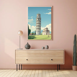 Leaning Tower of Pisa Vintage Travel Poster Art