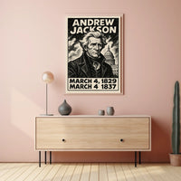 Andrew Jackson 7th President of the United States B & W Comic Sketch Poster