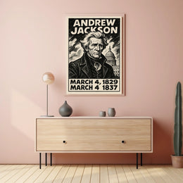 Andrew Jackson 7th President of the United States B & W Comic Sketch Poster