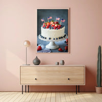 patriotic cake with white icing Poster