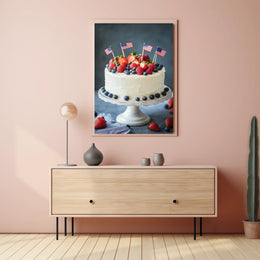 patriotic cake with white icing Poster