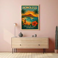 Hawaiian Paradise Vintage Travel Poster Discover Adventure