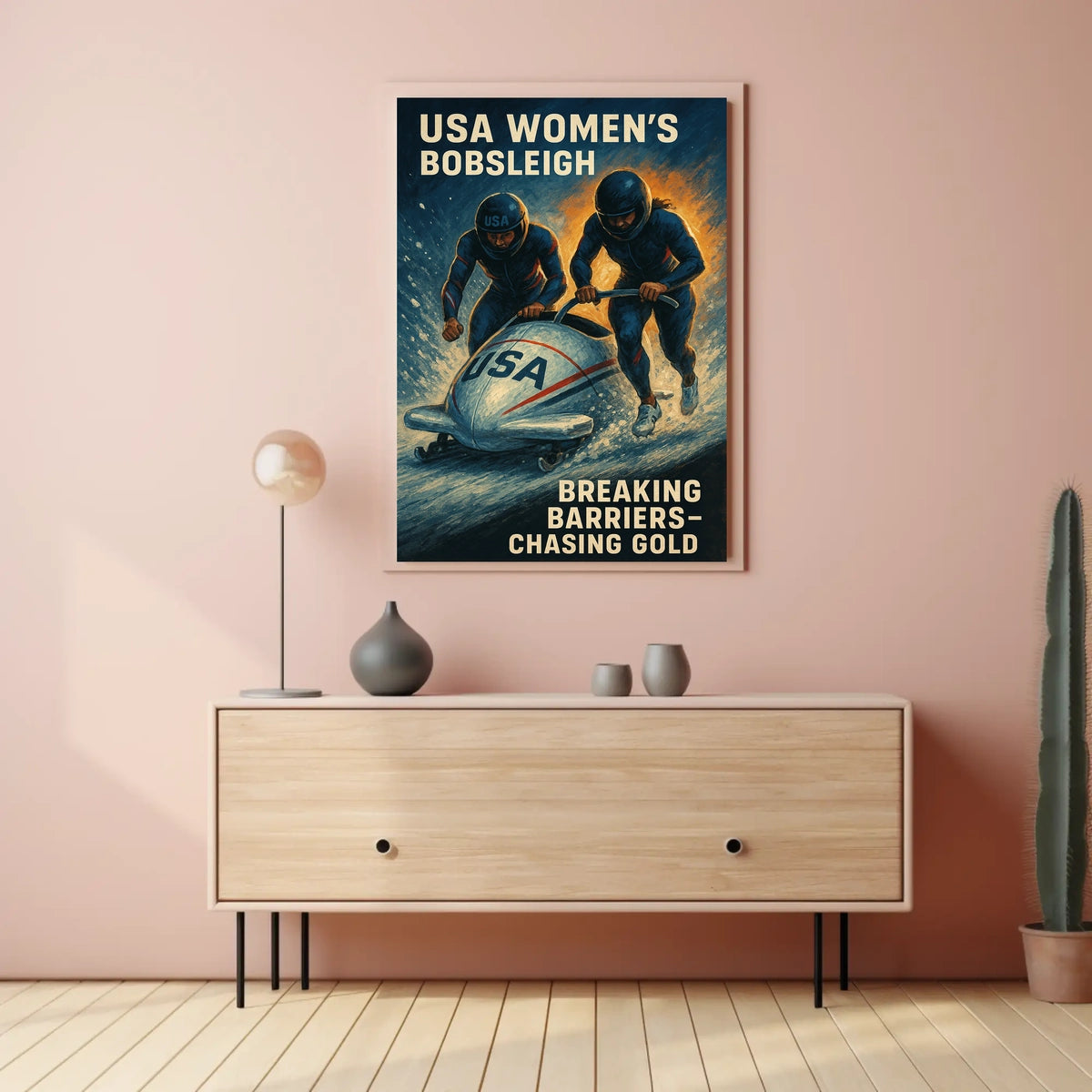 USA Womens Bobsleigh Breaking Barriers Poster