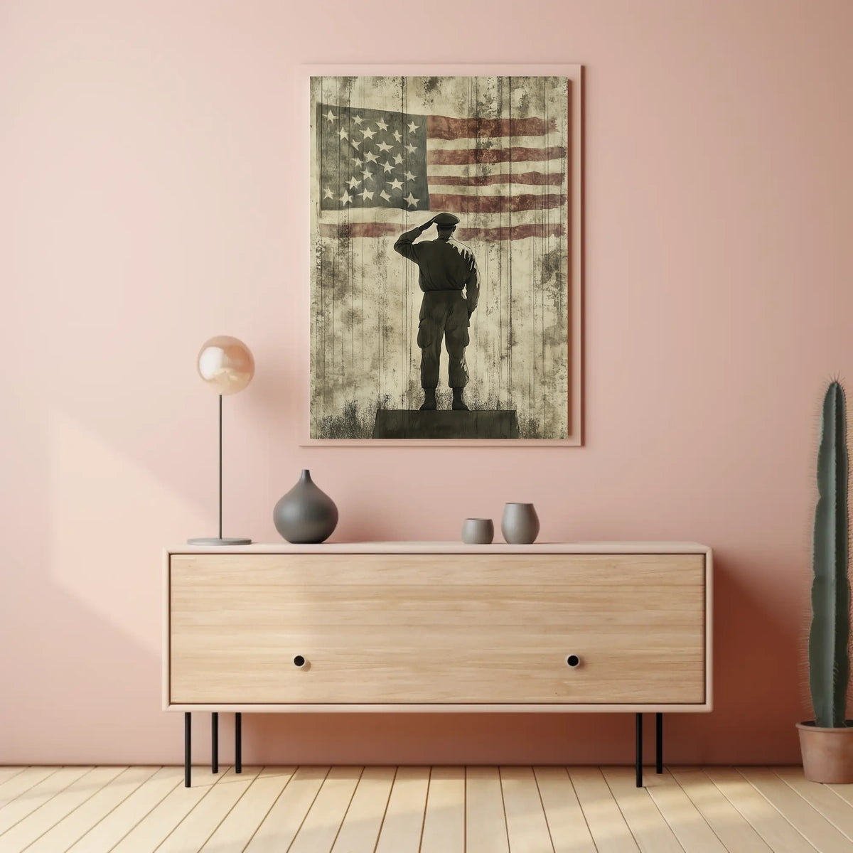 Veteran Saluting Portrait of Americana Home Decor Poster