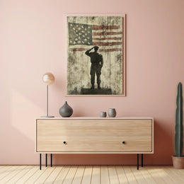Veteran Saluting Portrait of Americana Home Decor Poster