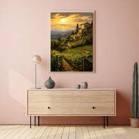Tuscan Vineyard At Sunset Poster