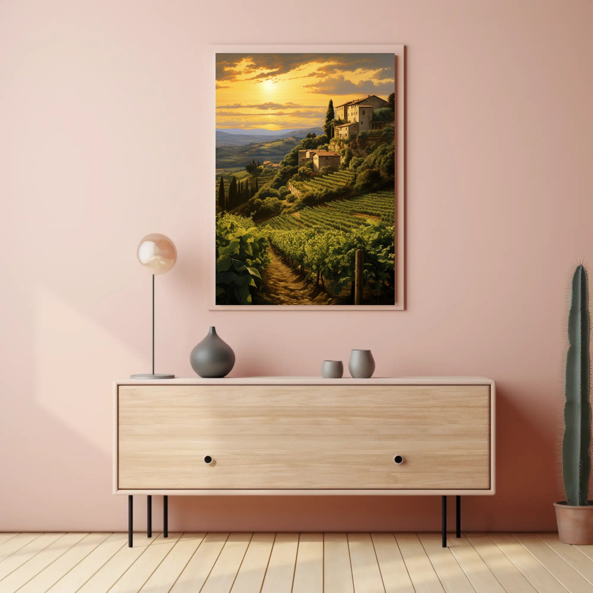Tuscan Vineyard At Sunset Poster