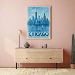 Chicago Skyline Watercolor: Urban or Cityscape Poster