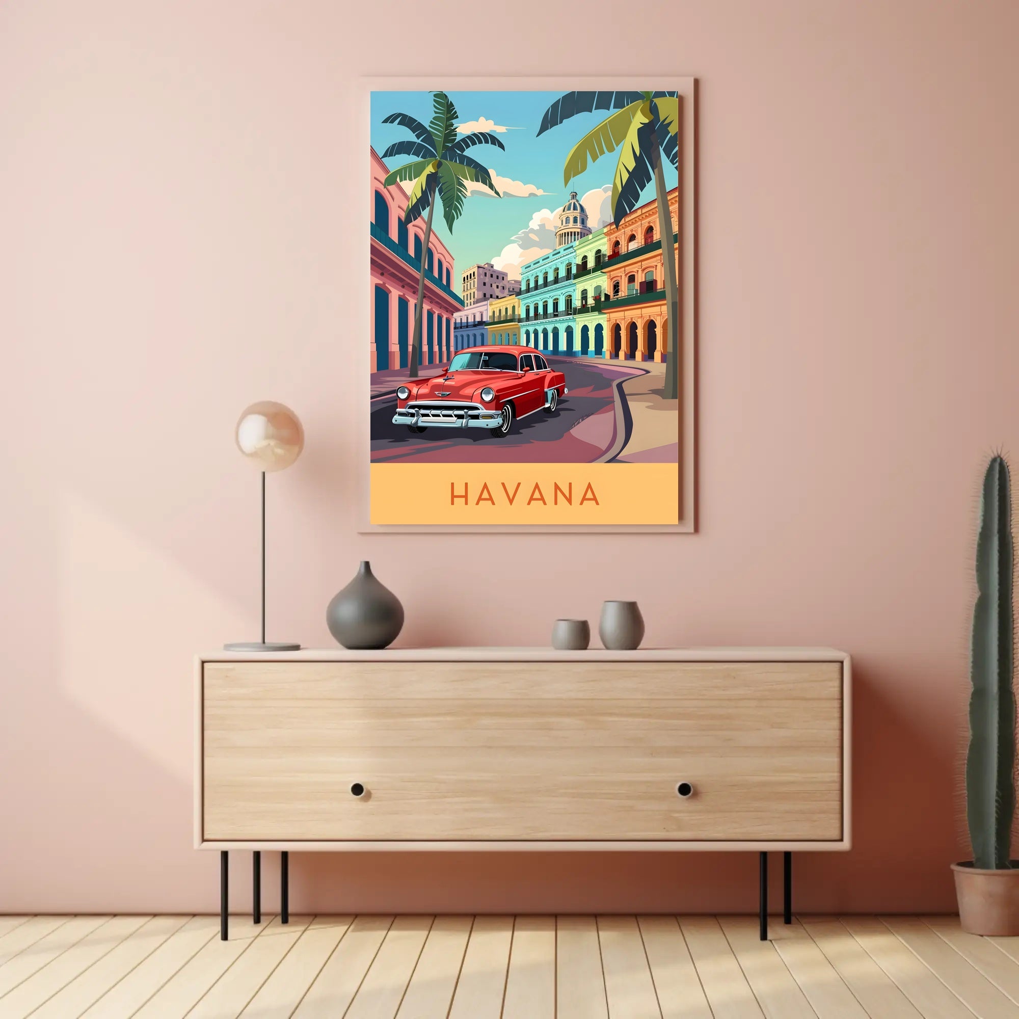 Classic Havana in Vibrant Streets: Travel Poster