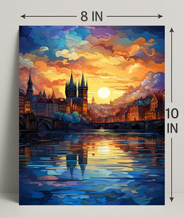 Enchanted Cityscape At Sunset Poster