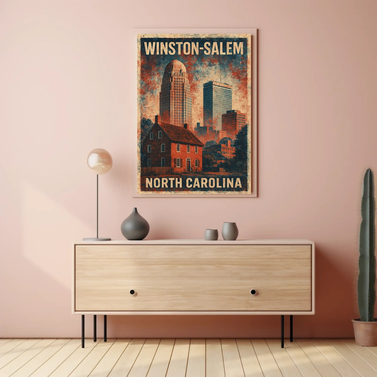 Winston Salem Cityscape Digital Painting Home Decor Poster